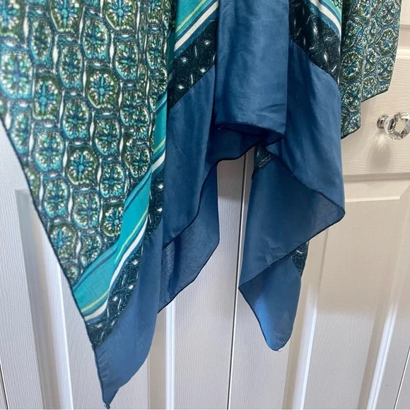 Nordstrom A-List Teal Green Blue Paisley Handkerchief Sleeveless Scoopneck Dress - Picture 9 of 10